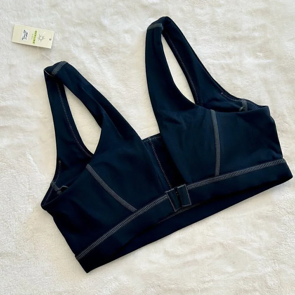 NWT Offline by Aerie Black with Gray Stitching Goals Padded Sports Bra - Size: S - Picture 7 of 7